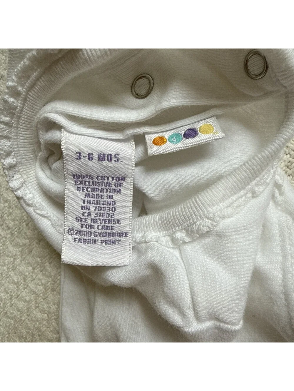 Vintage 2000 Gymboree Bodysuit Lace White Rainbow Tag 3-6M